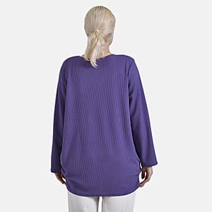 Purple Round Neck Long Sleeve Top - One Size Fits Most