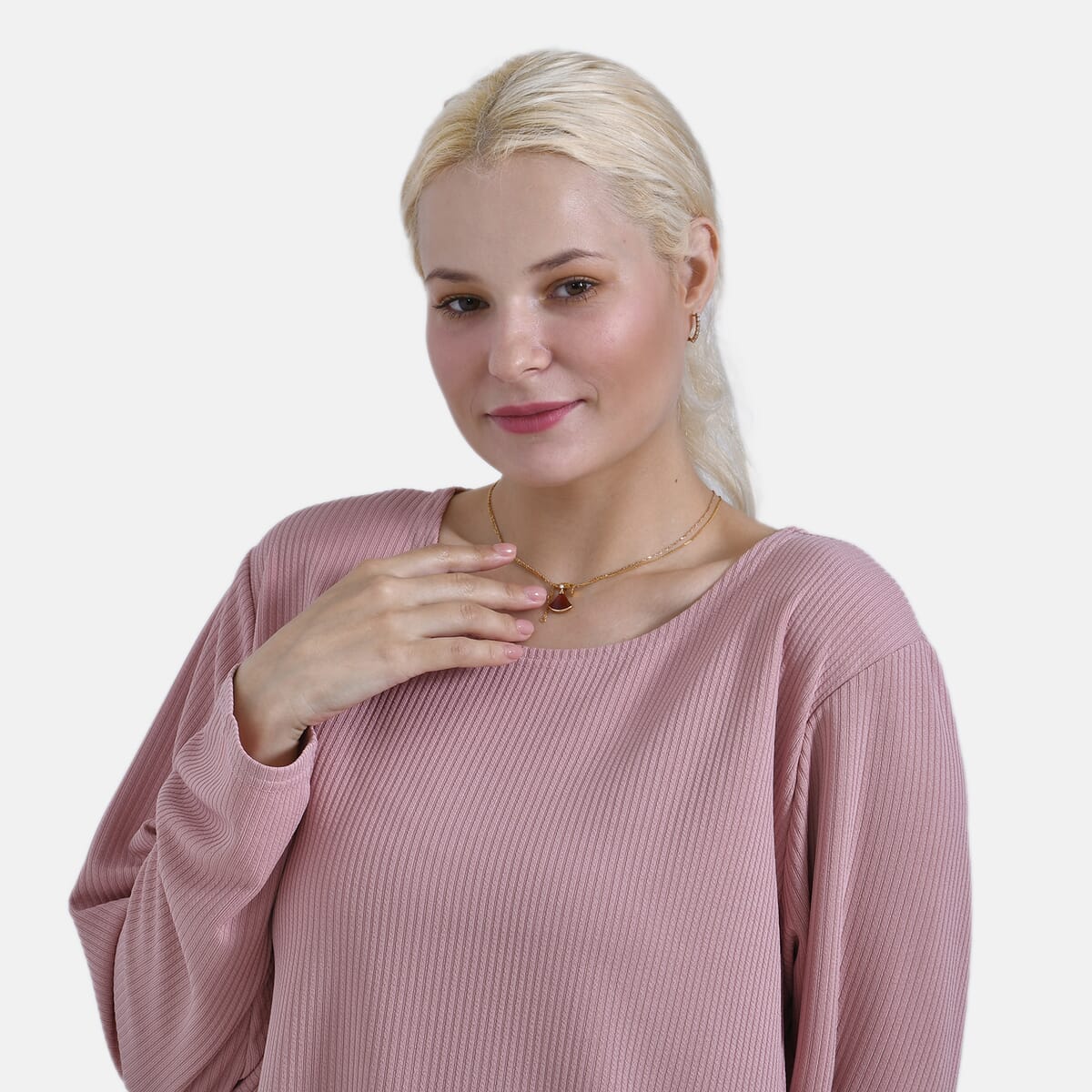 Rose Round Neck Long Sleeve Top - One Size Fits Most image number 4
