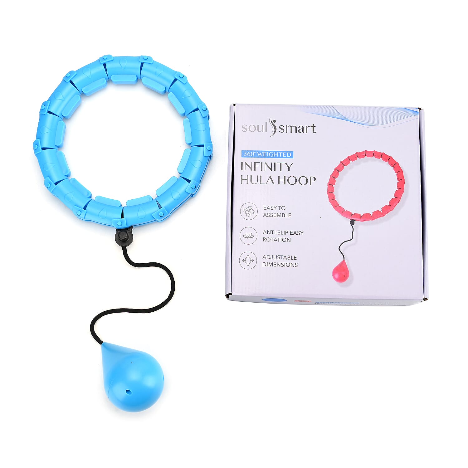 Soulsmart 24 Detachable Fitness Hula Hoop Ring with 360 Degree Auto-Spinning Ball - Blue