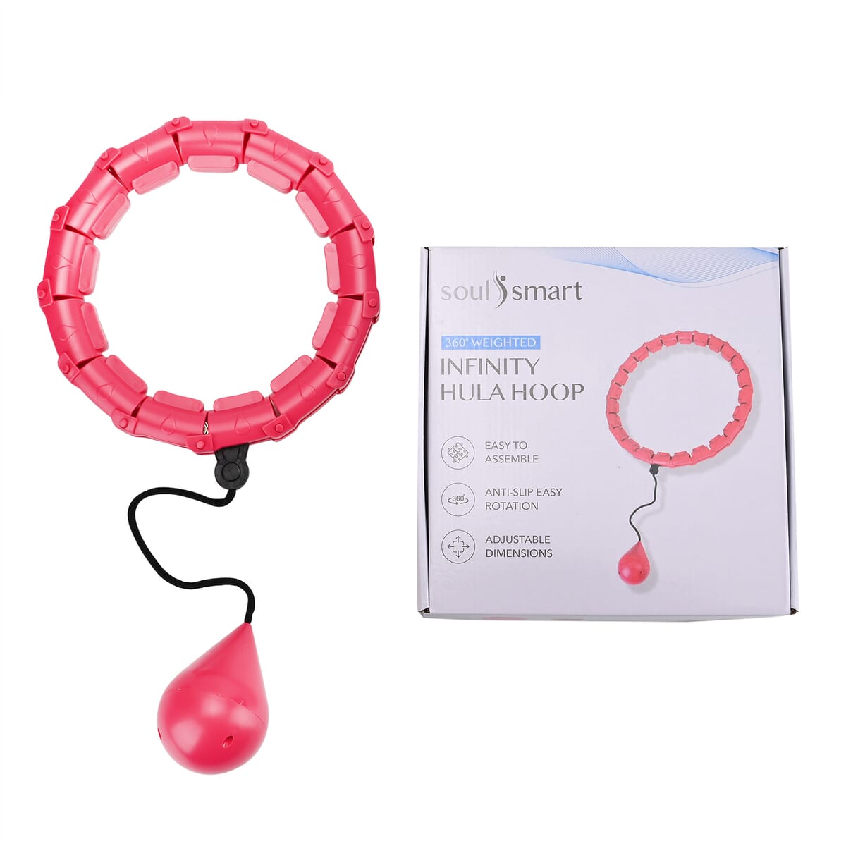 Soulsmart 24 Detachable Fitness Hula Hoop Ring with 360 Degree Auto-Spinning Ball - Pink image number 6
