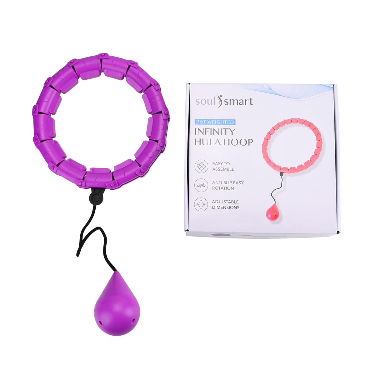 Soulsmart 24 Detachable Fitness Hula Hoop Ring with 360 Degree Auto-Spinning Ball - Purple image number 6