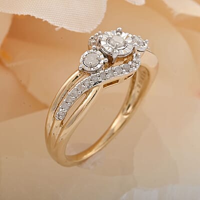 Diamond 0.25 ctw Ring in 14K Yellow Gold Over Sterling Silver (Size 6.0)