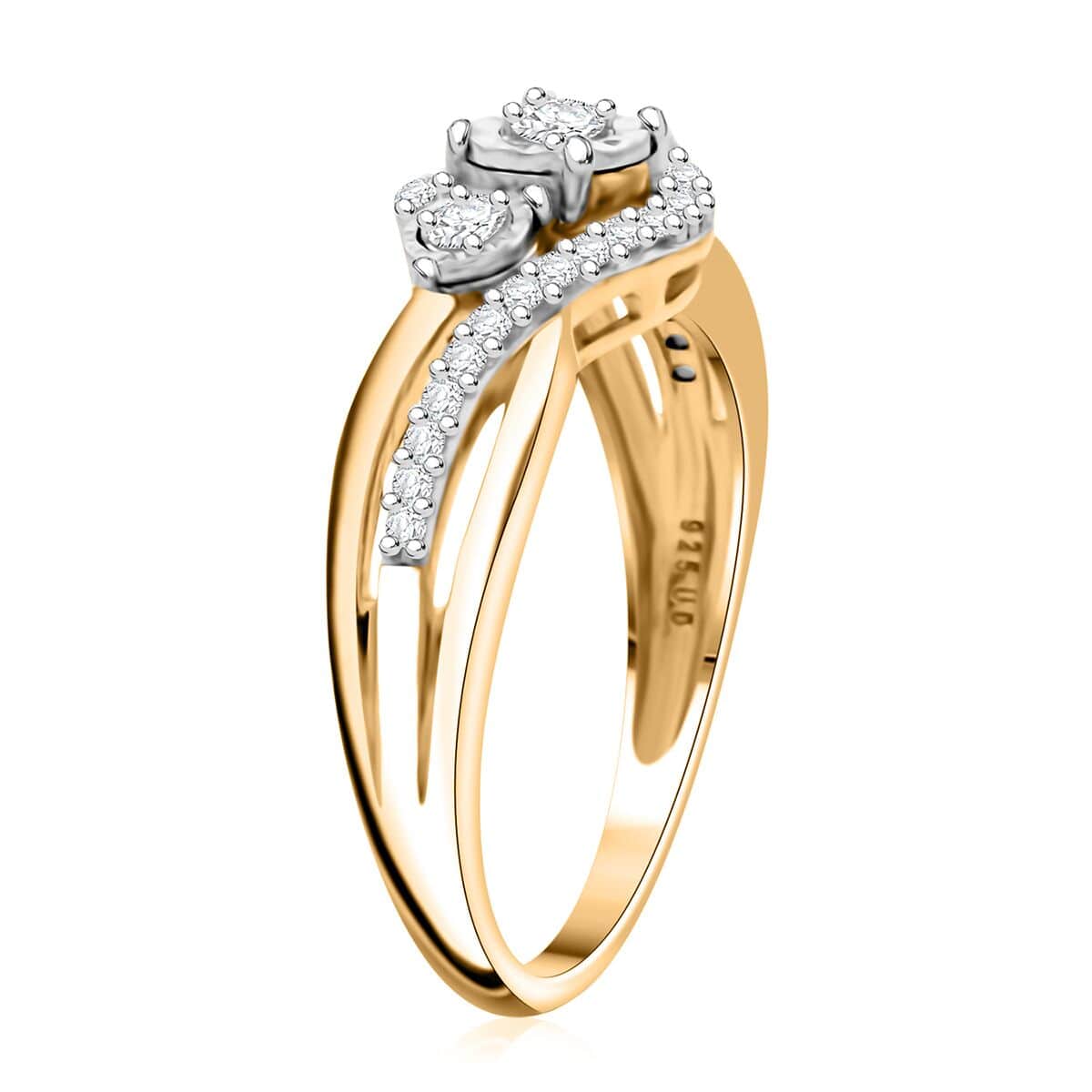 Diamond 0.25 ctw Ring in 14K Yellow Gold Over Sterling Silver (Size 6.0) image number 3