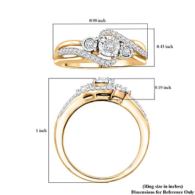 Diamond 0.25 ctw Ring in 14K Yellow Gold Over Sterling Silver (Size 6.0)