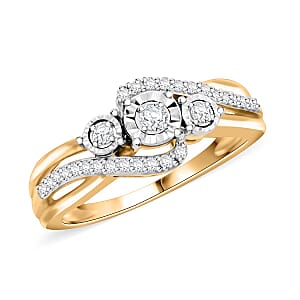 Diamond 0.25 ctw Ring in 14K Yellow Gold Over Sterling Silver (Size 8.0)