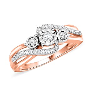 Diamond 0.25 ctw Ring in 14K Rose Gold Over Sterling Silver (Size 6.0)