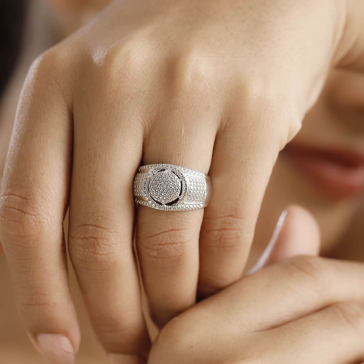 Karis White Diamond Accent Ring in Platinum Bond (Size 5.0) image number 2