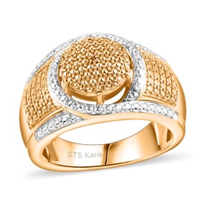Yellow Diamond Accent Ring in 18K YG Plated and Platinum Bond (Size 5.0)