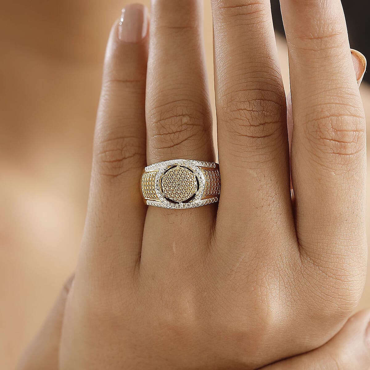 Karis Yellow Diamond Accent Ring in 18K YG Plated and Platinum Bond (Size 5.0) image number 2