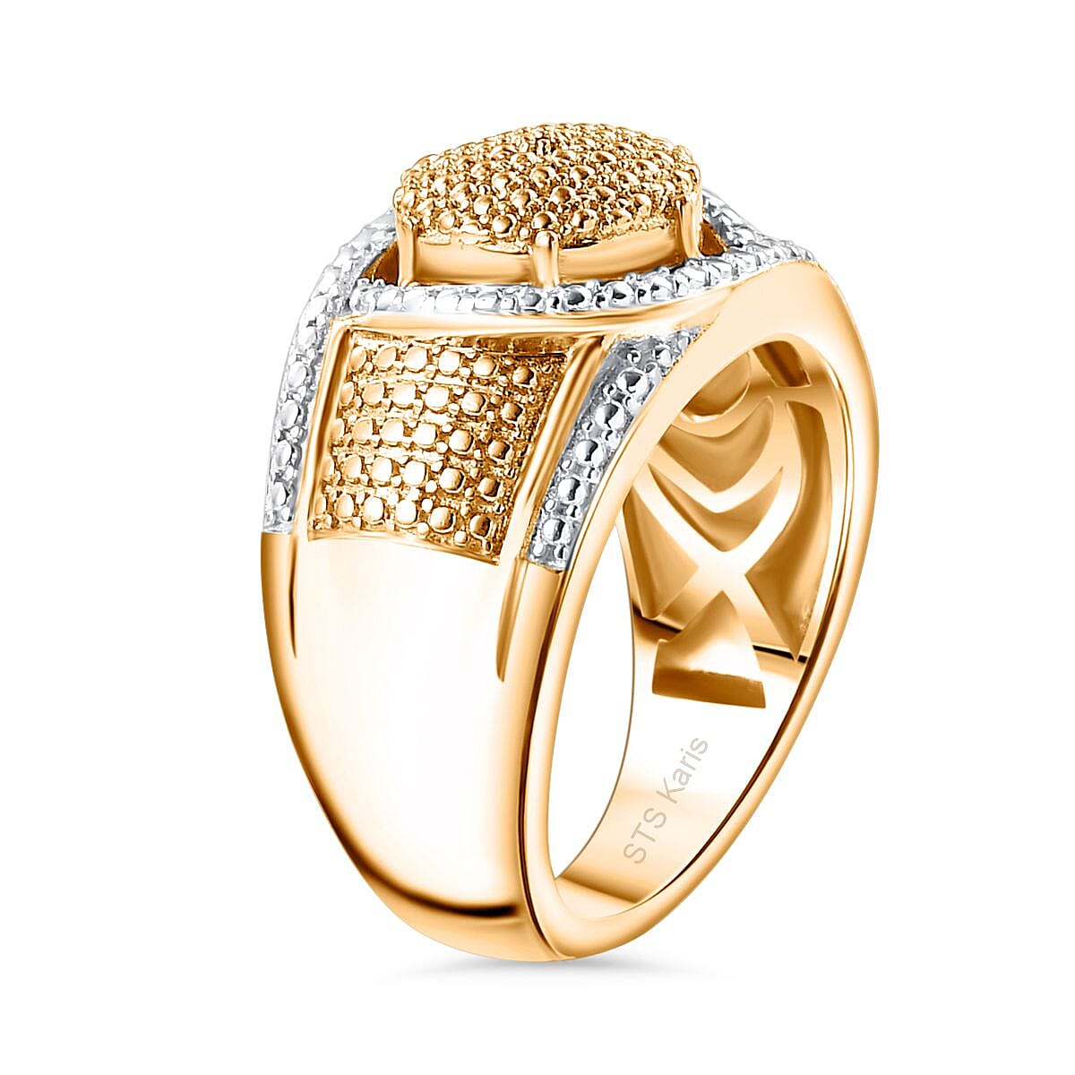 Karis Yellow Diamond Accent Ring in 18K YG Plated and Platinum Bond (Size 5.0) image number 3