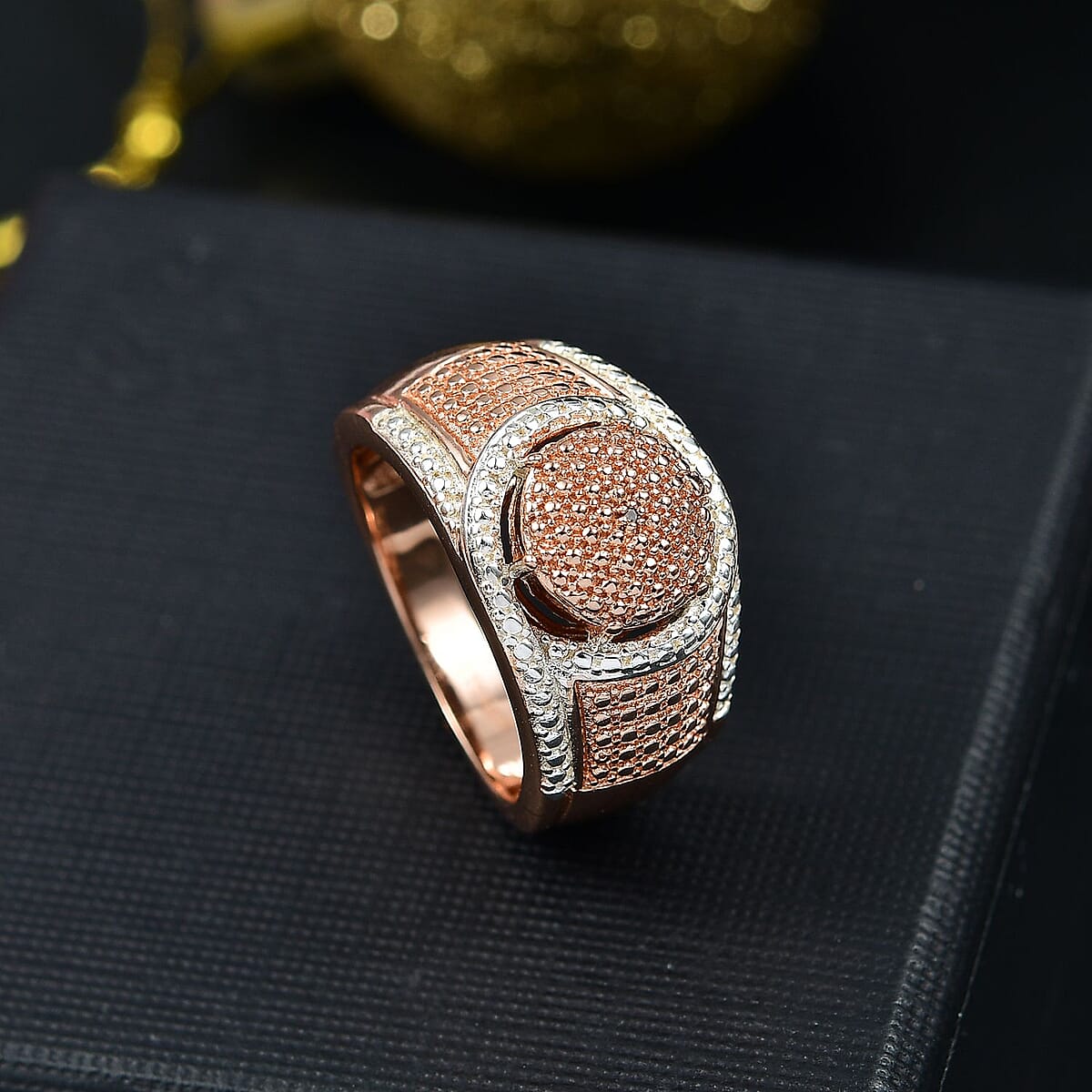 Karis Natural Champagne Diamond Accent Ring in 18K RG Plated and Platinum Bond (Size 7.0) image number 1