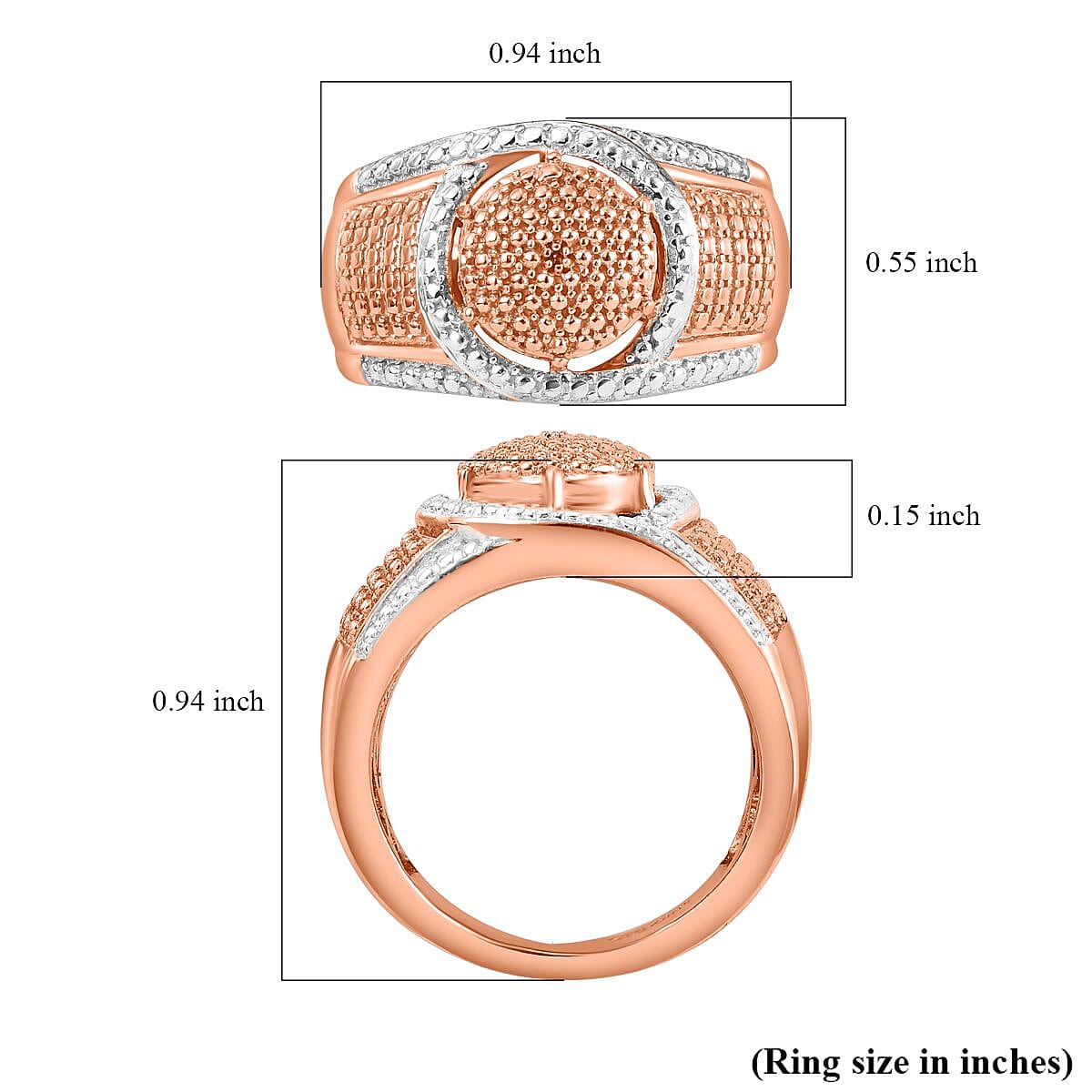 Karis Natural Champagne Diamond Accent Ring in 18K RG Plated and Platinum Bond (Size 7.0) image number 5