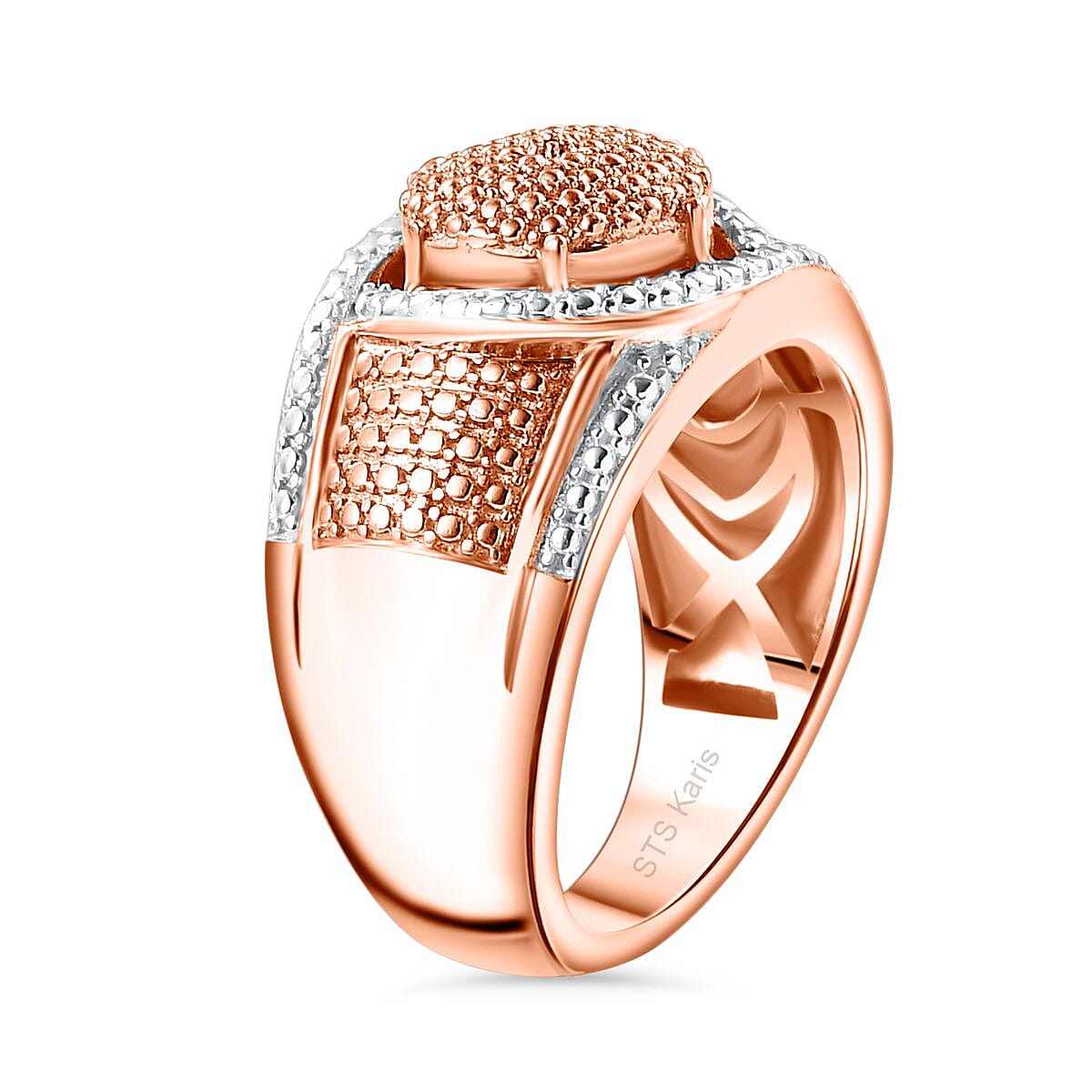 Karis Natural Champagne Diamond Accent Ring in 18K RG Plated and Platinum Bond (Size 8.0) image number 3