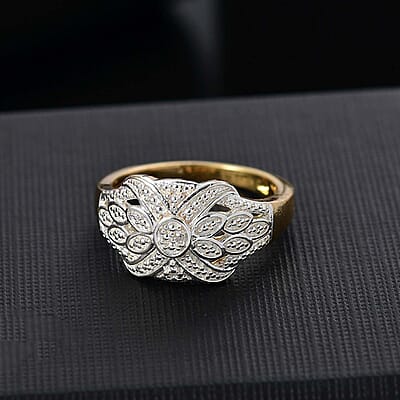 Karis White Diamond Accent Fancy Ring in 18K YG Plated (Size 10.0)