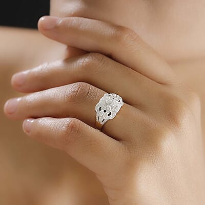 Karis White Diamond Accent Fancy Ring in 18K YG Plated (Size 10.0)