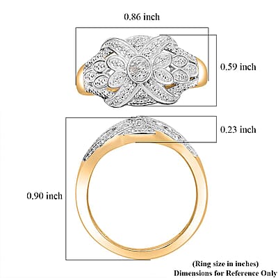 Karis White Diamond Accent Fancy Ring in 18K YG Plated (Size 10.0)
