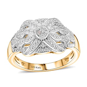Karis White Diamond Accent Fancy Ring in 18K YG Plated (Size 9.0)