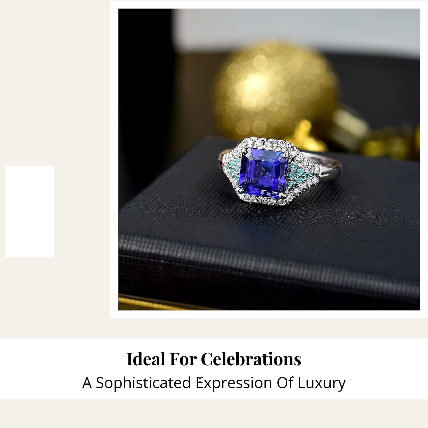 Certified & Appraised Rhapsody 950 Platinum Asscher Cut AAAA Tanzanite, Paraiba Tourmaline, Diamond (E-F, VS) (0.34 cts) Ring (Size 11.0) (6.45 g) 3.37 ctw