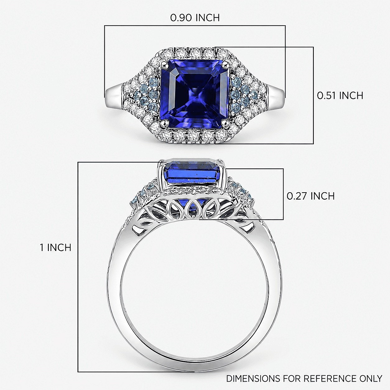 Certified & Appraised Rhapsody 950 Platinum Asscher Cut AAAA Tanzanite, Paraiba Tourmaline, Diamond (E-F, VS) (0.34 cts) Ring (Size 11.0) (6.45 g) 3.37 ctw