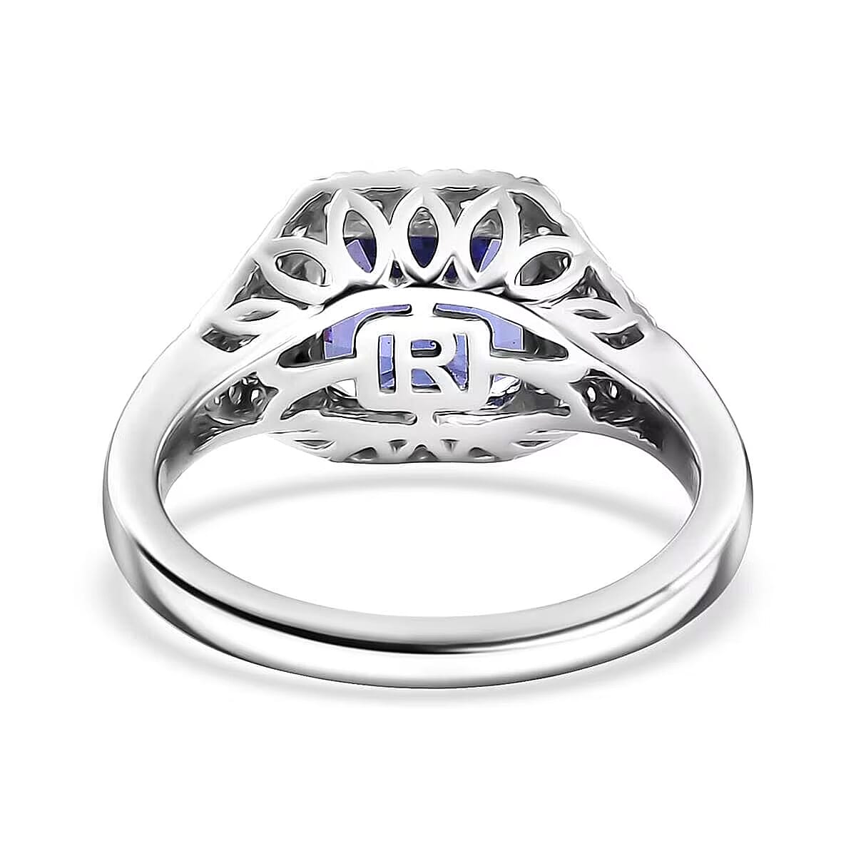 Certified & Appraised Rhapsody 950 Platinum Asscher Cut AAAA Tanzanite, Paraiba Tourmaline, Diamond (E-F, VS) (0.34 cts) Ring (Size 6.5) (6.45 g) 3.37 ctw image number 7