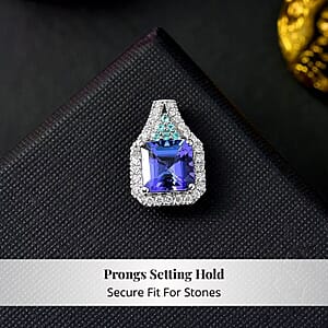 Certified & Appraised Rhapsody AAAA Tanzanite, Paraiba Tourmaline and E-F VS Diamond 3.37 ctw Pendant without Chain in 950 Platinum