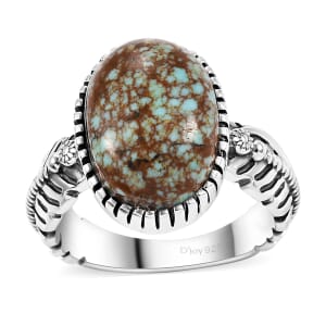 Artisan Crafted Blue Horizon Turquoise 5.00 ctw Feather Ring in Sterling Silver (Size 8.0)