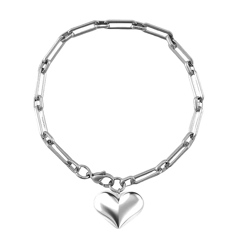 Heart Bracelet in Stainless Steel (6.50-8In)