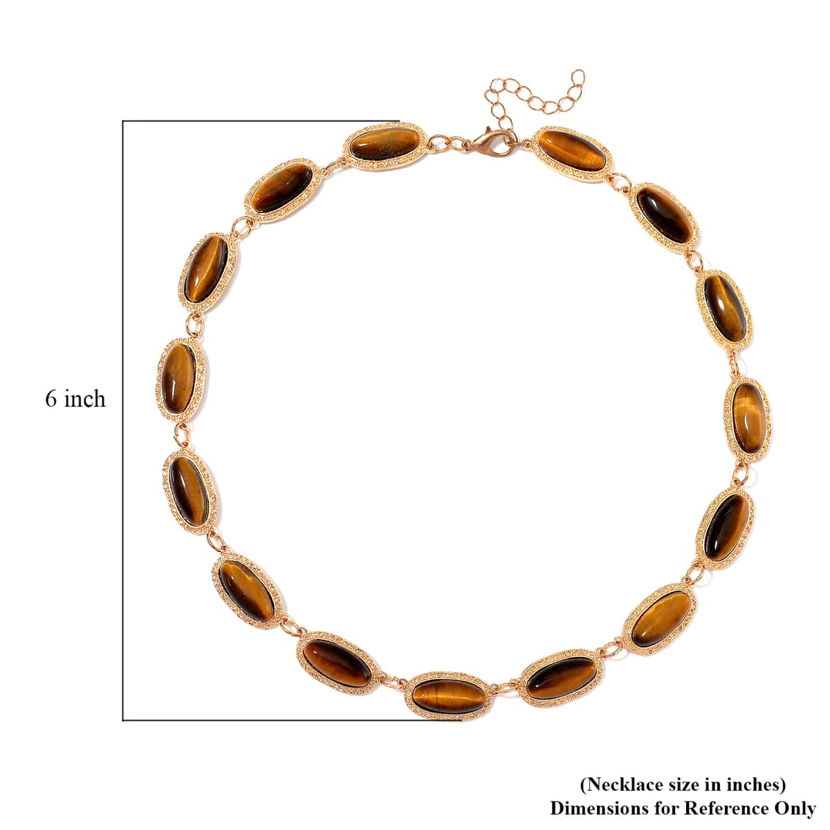 Yellow Tigers Eye 170.00 ctw Necklace 18-20 Inches in Goldtone image number 6