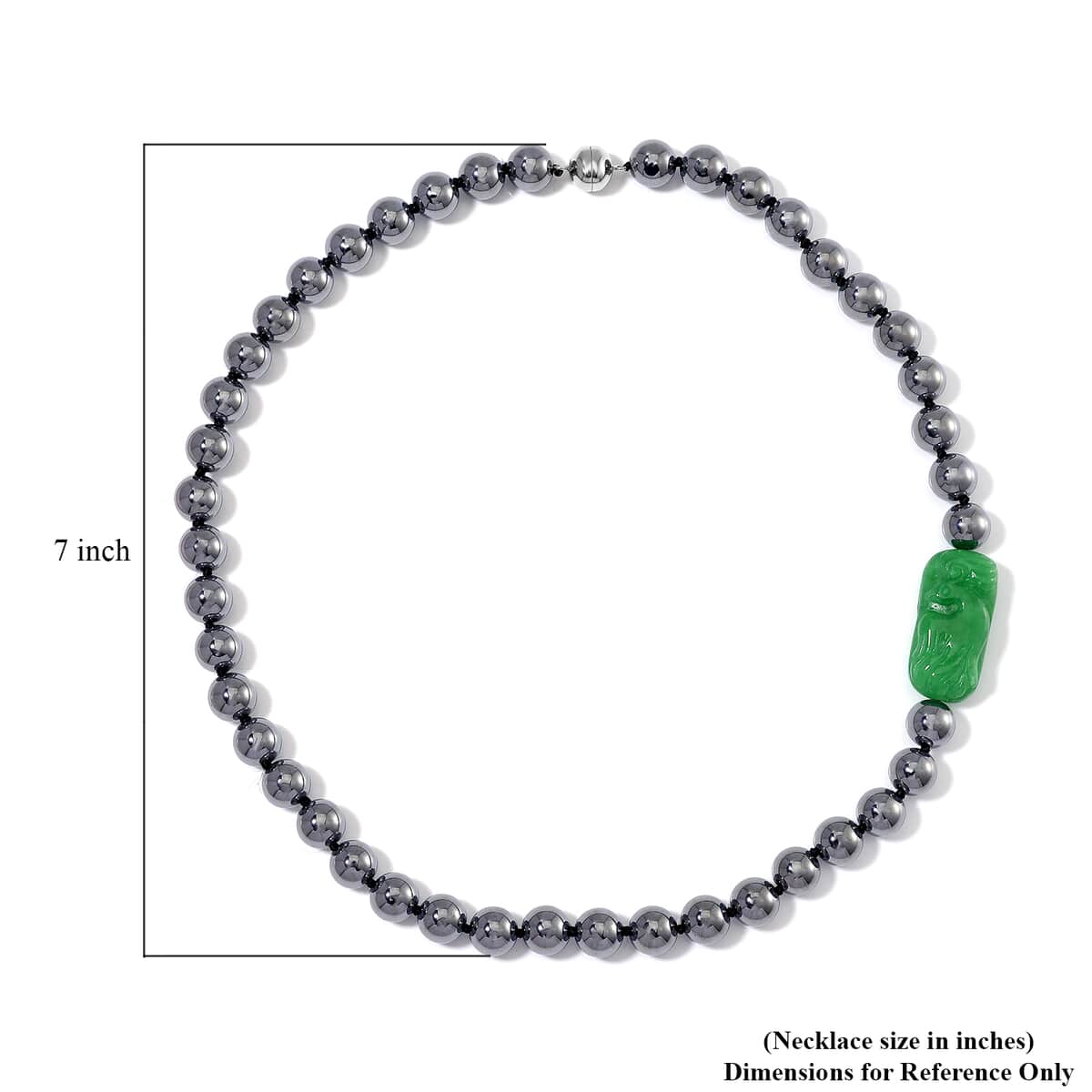 Green Jade (D) Phoenix Carved and Terahertz 330.00 ctw Beaded Knotted Necklace in Rhodium Over Sterling Silver 20 Inches image number 5