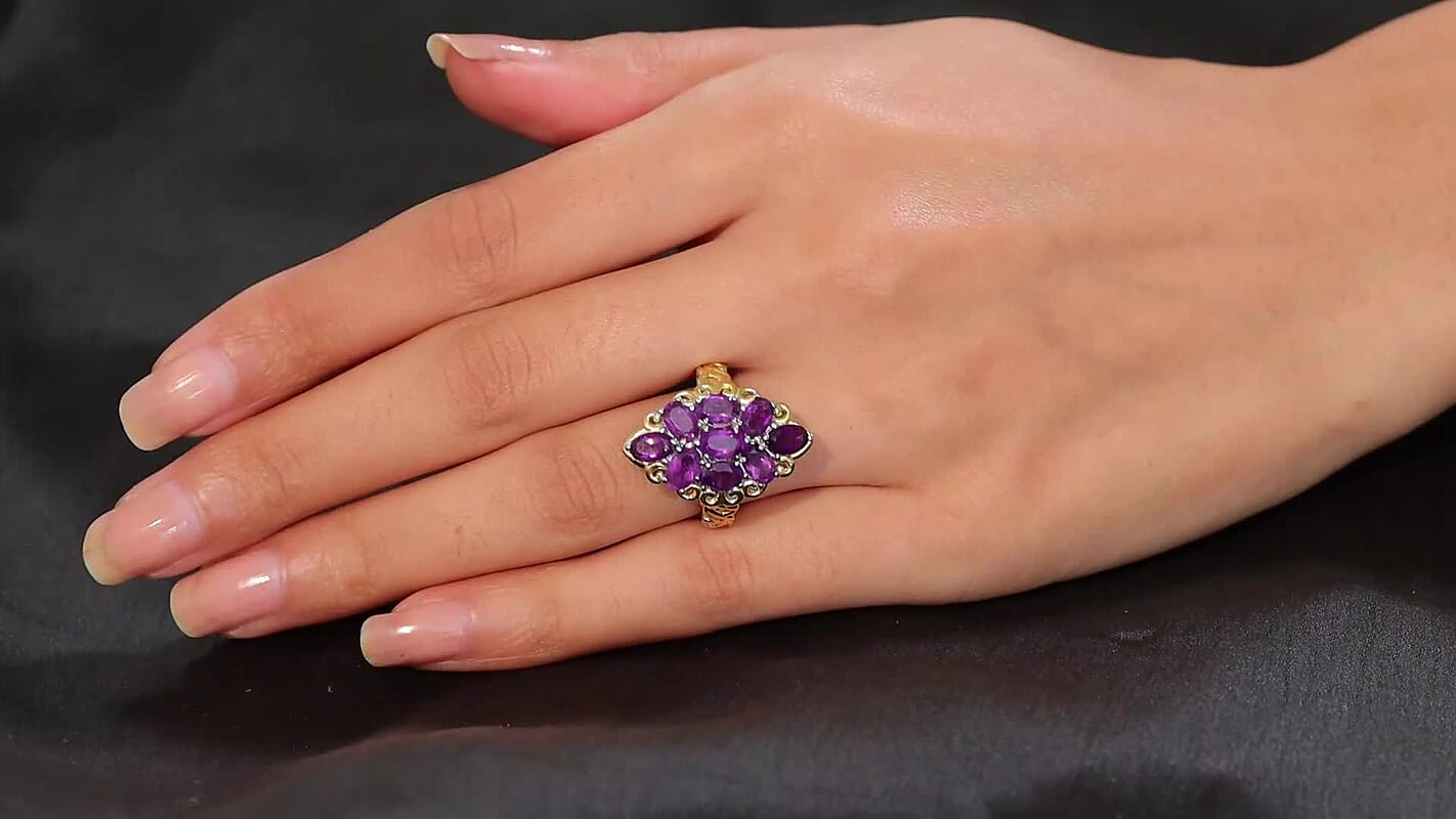 Karis Regal Cluster Ring in 18K YG Plated and Platinum Bond