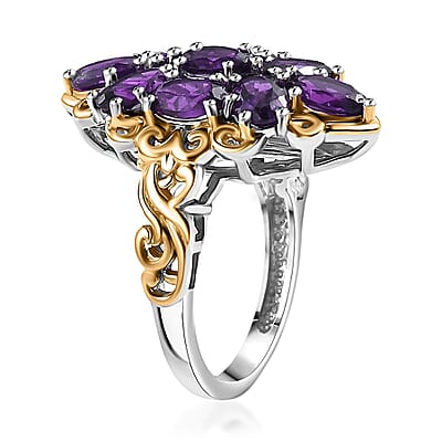 EverTrue African Amethyst 4.00 ctw Ring in 18K YG Plated and Platinum Bond (Size 10.0)