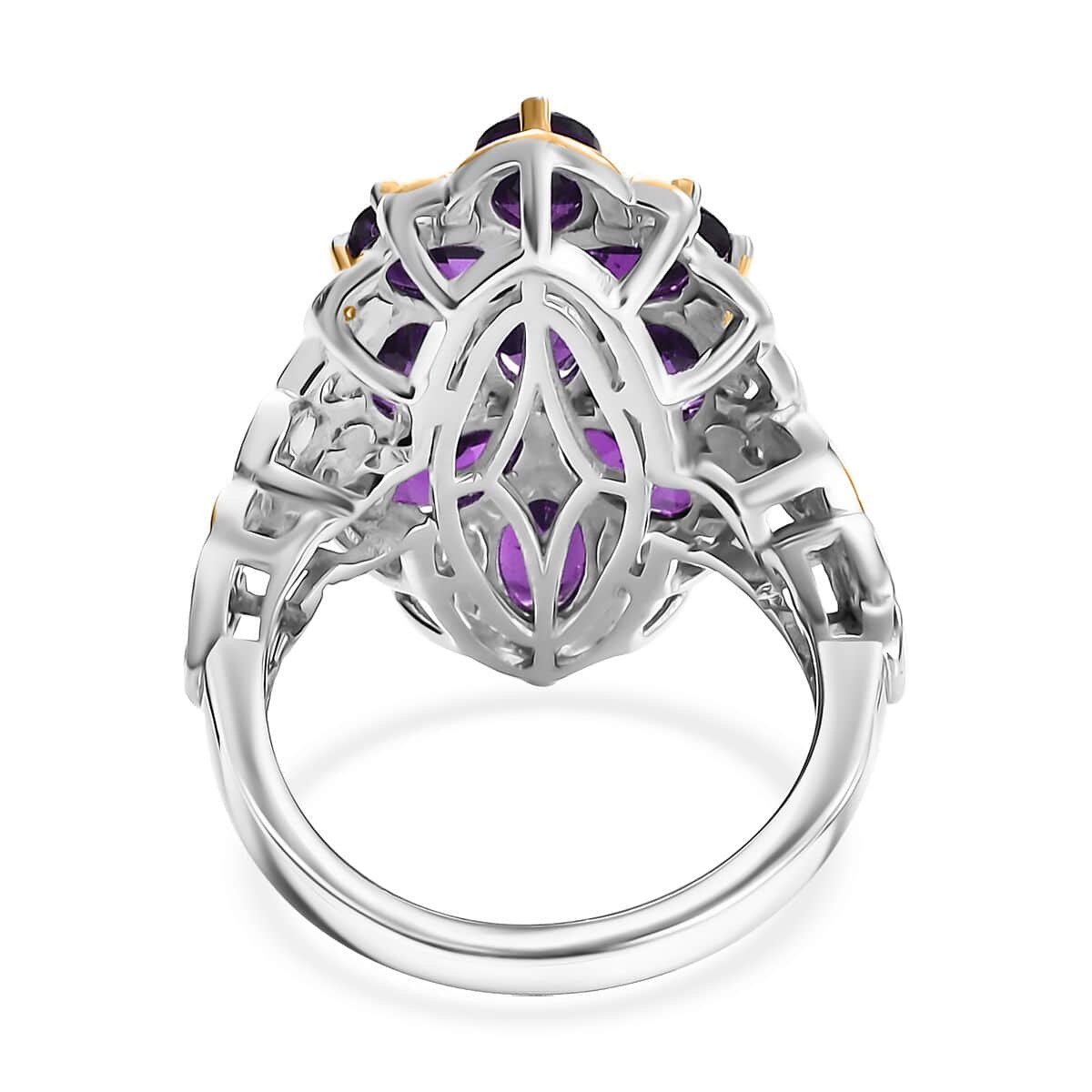 Karis African Amethyst 4.00 ctw Ring in 18K YG Plated and Platinum Bond (Size 10.0) image number 4