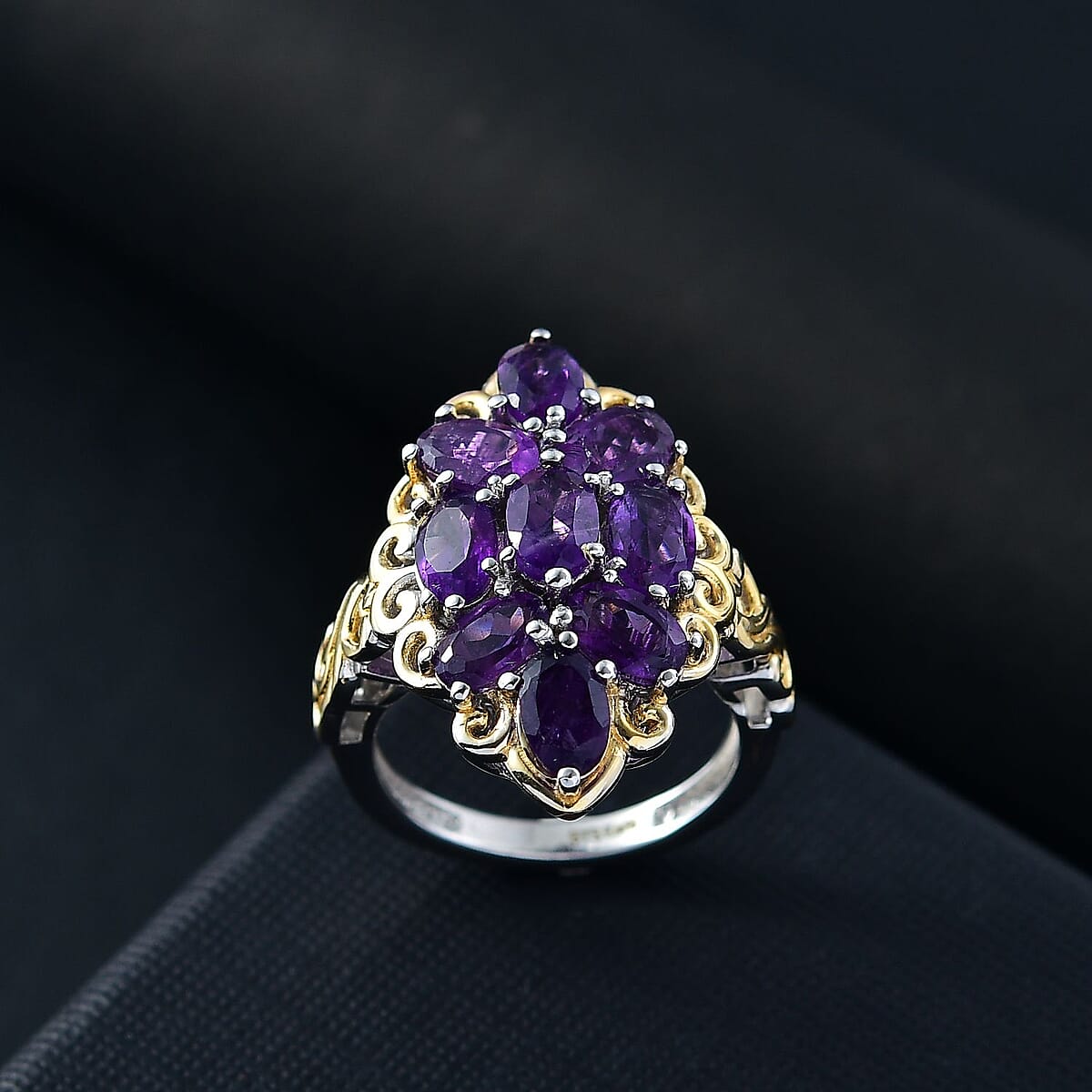 EverTrue African Amethyst 4.00 ctw Ring in 18K YG Plated and Platinum Bond (Size 5.0) image number 1