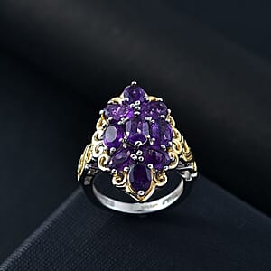 EverTrue African Amethyst 4.00 ctw Ring in 18K YG Plated and Platinum Bond (Size 8.0)