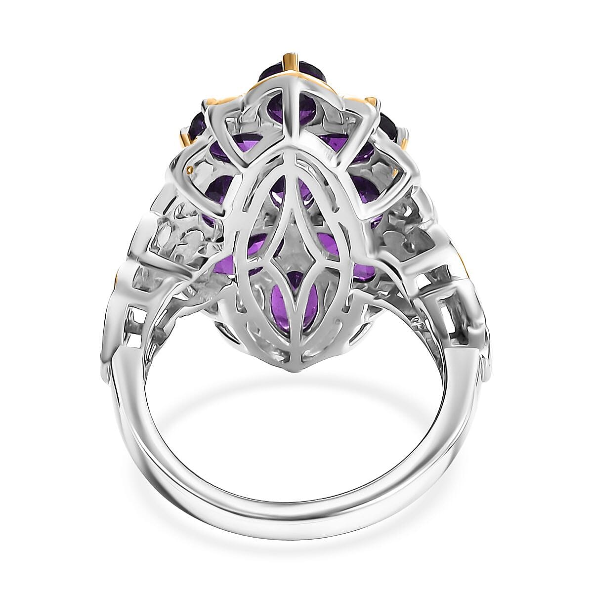 EverTrue African Amethyst 4.00 ctw Ring in 18K YG Plated and Platinum Bond (Size 8.0) image number 4