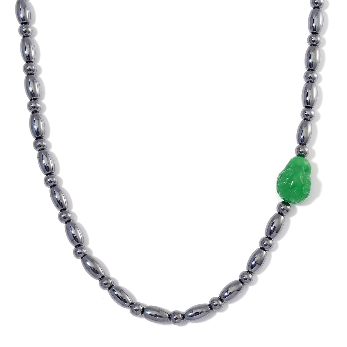 Green Jade (D) Leopard Carved and Terahertz 200.00 ctw Beaded Knotted Necklace in Rhodium Over Sterling Silver 20 Inches image number 0