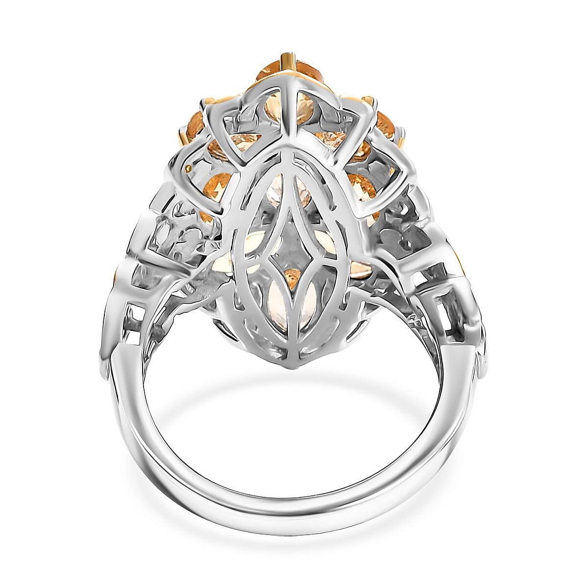 EverTrue Brazilian Citrine 4.20 ctw Ring in 18K YG Plated and Platinum Bond (Size 10.0) image number 4