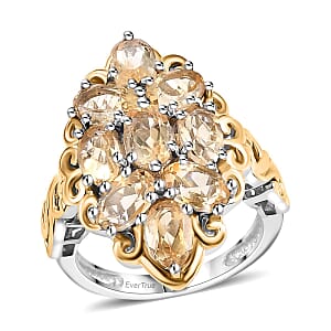 EverTrue Brazilian Citrine 4.20 ctw Ring in 18K YG Plated and Platinum Bond (Size 8.0)