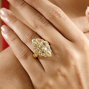 EverTrue Brazilian Citrine 4.20 ctw Ring in 18K YG Plated and Platinum Bond (Size 8.0)