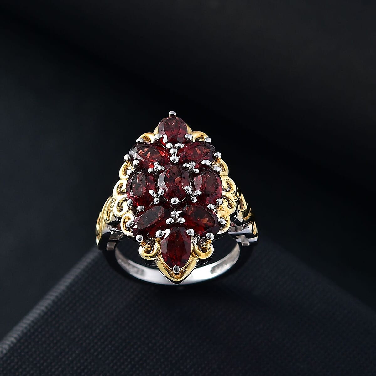EverTrue Mozambique Garnet 4.75 ctw Ring in 18K YG Plated and Platinum Bond (Size 10.0) image number 1