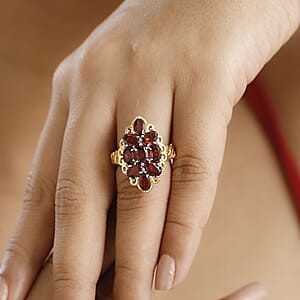 EverTrue Mozambique Garnet 4.75 ctw Ring in 18K YG Plated and Platinum Bond (Size 10.0)