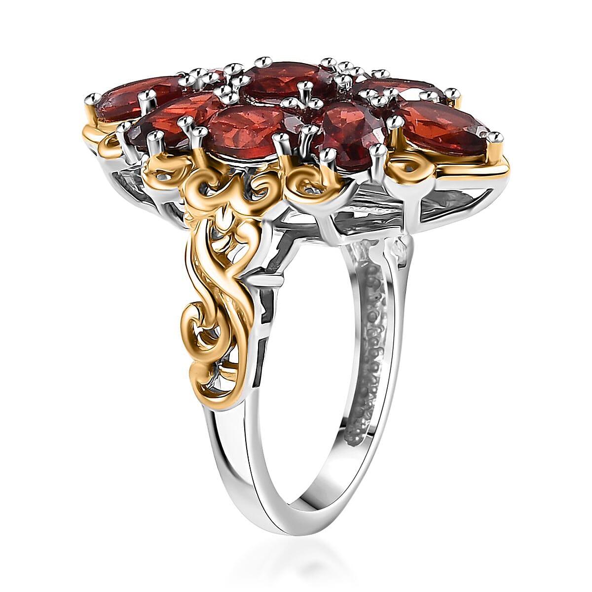EverTrue Mozambique Garnet 4.75 ctw Ring in 18K YG Plated and Platinum Bond (Size 10.0) image number 3