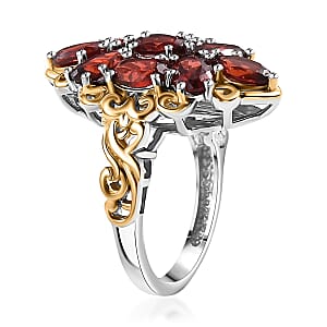 EverTrue Mozambique Garnet 4.75 ctw Ring in 18K YG Plated and Platinum Bond (Size 10.0)