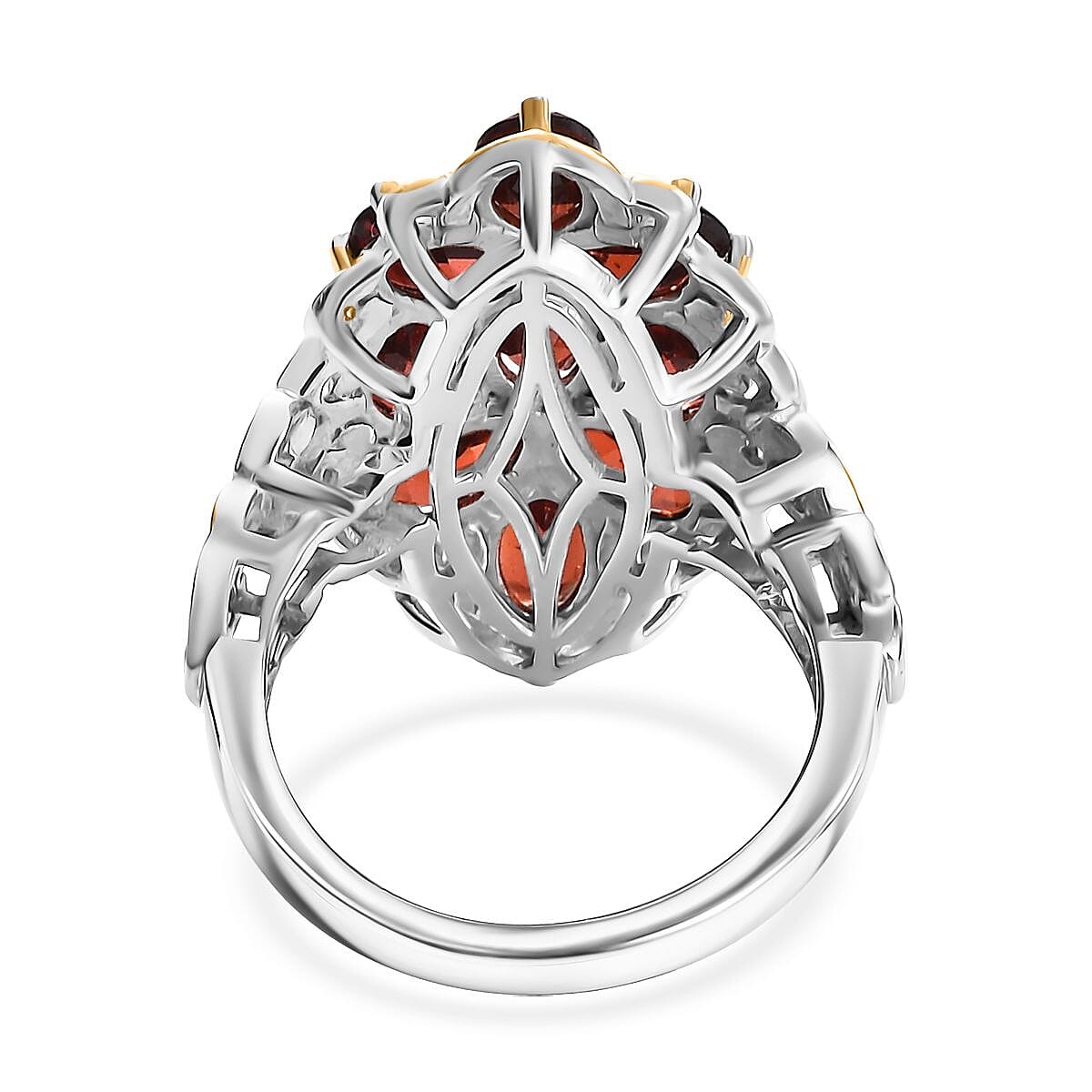 EverTrue Mozambique Garnet 4.75 ctw Ring in 18K YG Plated and Platinum Bond (Size 10.0) image number 4