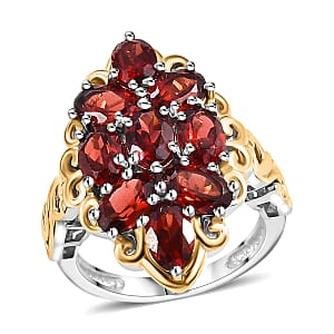 EverTrue Mozambique Garnet 4.75 ctw Ring in 18K YG Plated and Platinum Bond (Size 7.0)