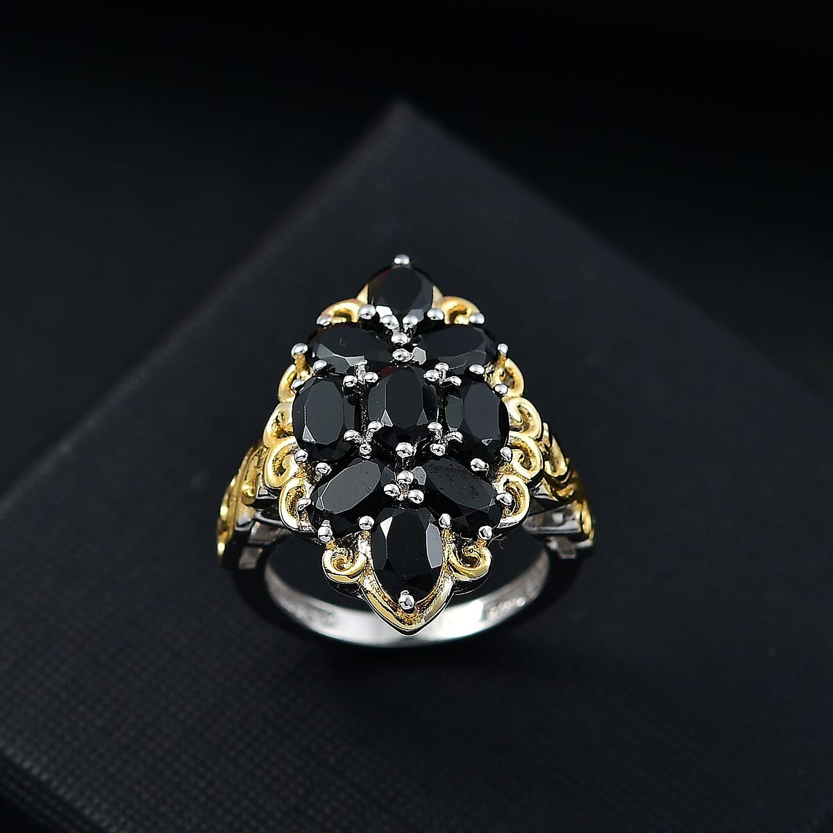 EverTrue Thai Black Spinel 5.10 ctw Ring in 18K YG Plated and Platinum Bond (Size 10.0) image number 1