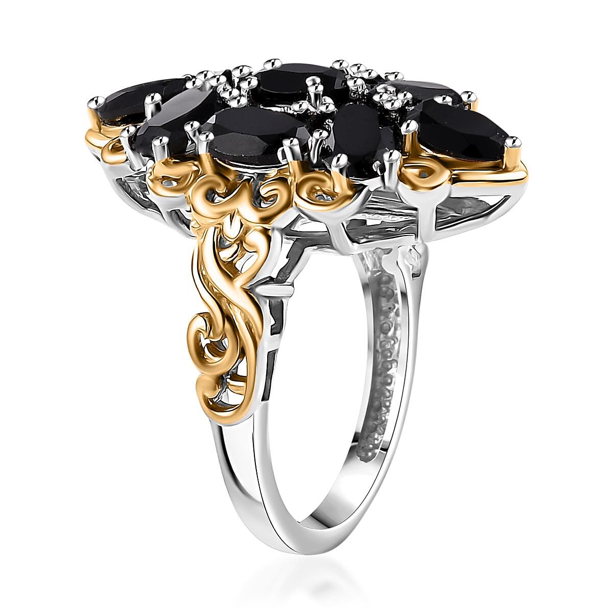 EverTrue Thai Black Spinel 5.10 ctw Ring in 18K YG Plated and Platinum Bond (Size 10.0) image number 3