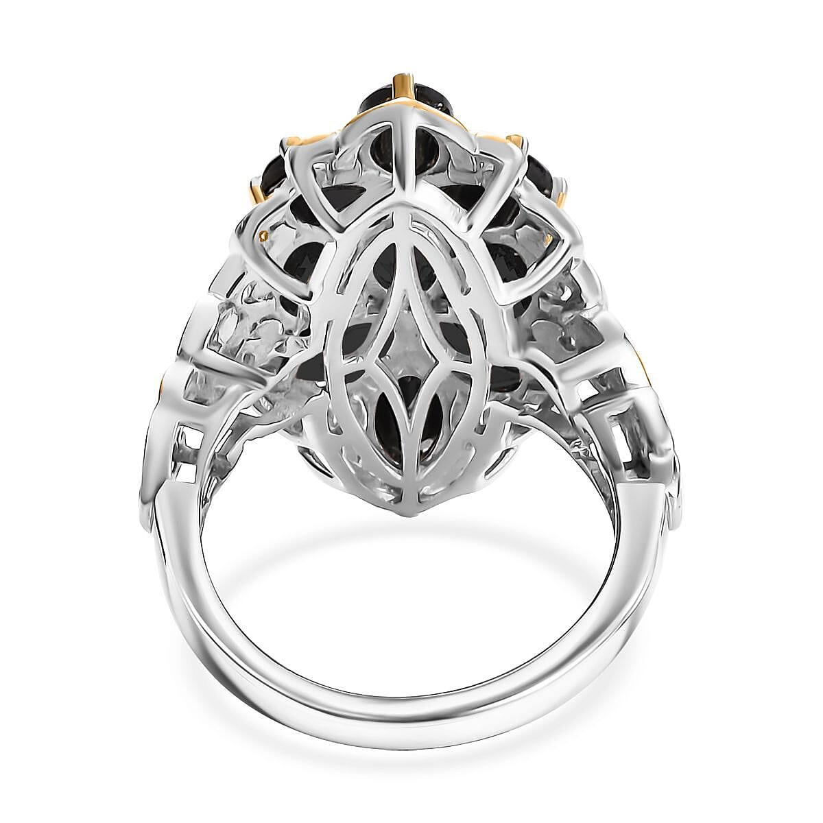 EverTrue Thai Black Spinel 5.10 ctw Ring in 18K YG Plated and Platinum Bond (Size 10.0) image number 4