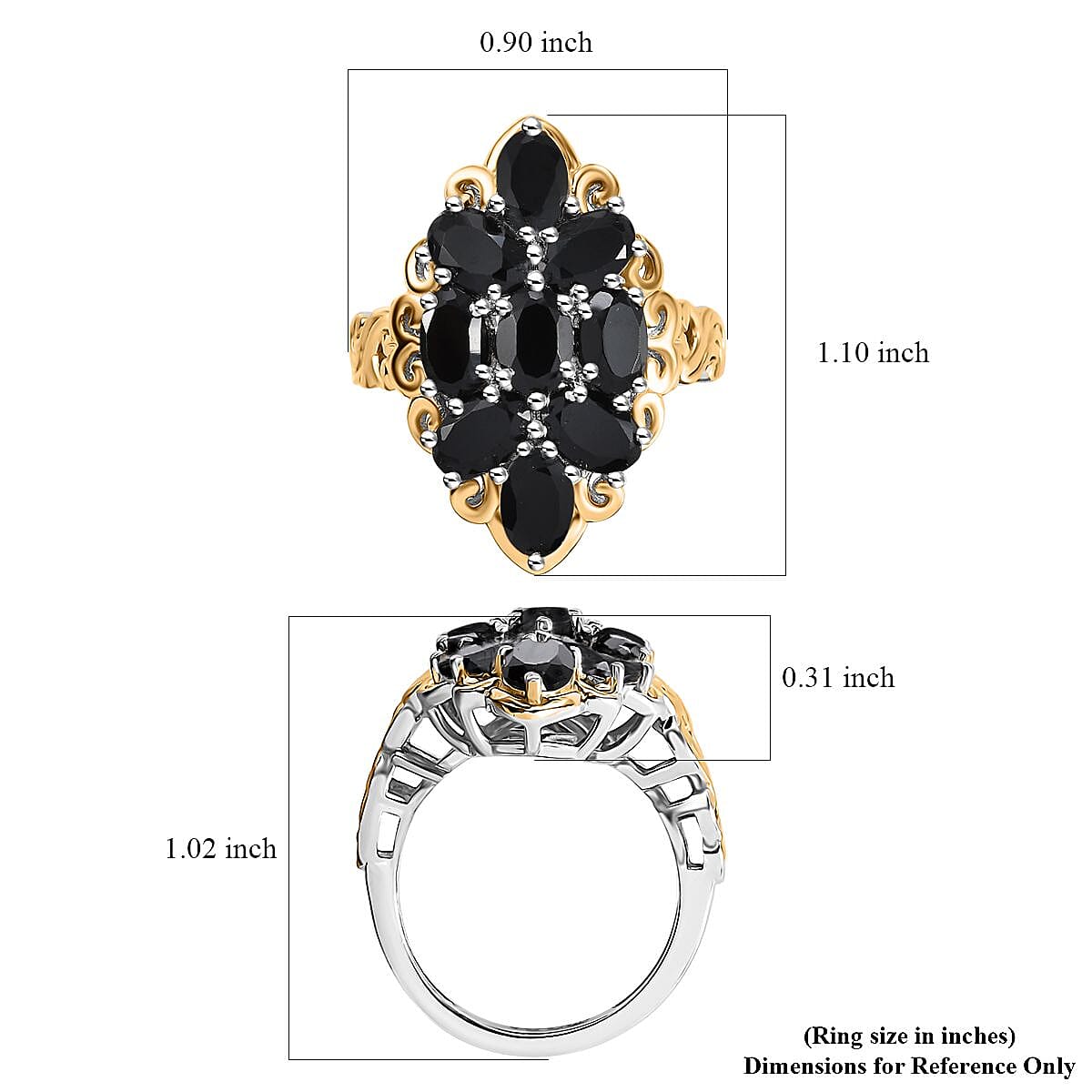 EverTrue Thai Black Spinel 5.10 ctw Ring in 18K YG Plated and Platinum Bond (Size 10.0) image number 5