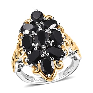 EverTrue Thai Black Spinel 5.10 ctw Ring in 18K YG Plated and Platinum Bond (Size 7.0)